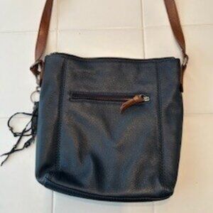 Navy Pebbled Leather Shoulder Bag